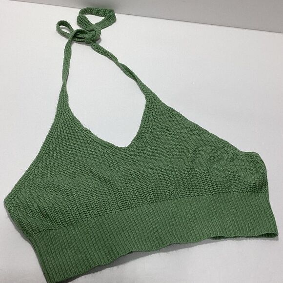 Shein Curve Green Halter Sweater Crop Top 1XL - Picture 2 of 14